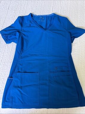 Cherokee iFLEX Short Sleeve V-Neck Top in Royal Blue Medium M